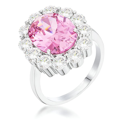 11.5 CT RHODIUM PALE PINK OVAL BLOSSOM RING