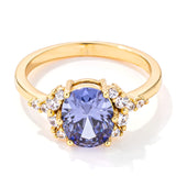 3 CT GOLD OVAL TANZANITE CZ ENGAGEMENT RING - PIERGIORGIO CERRONI