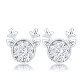 RHODIUM CLEAR CZ REINDEER EARRINGS