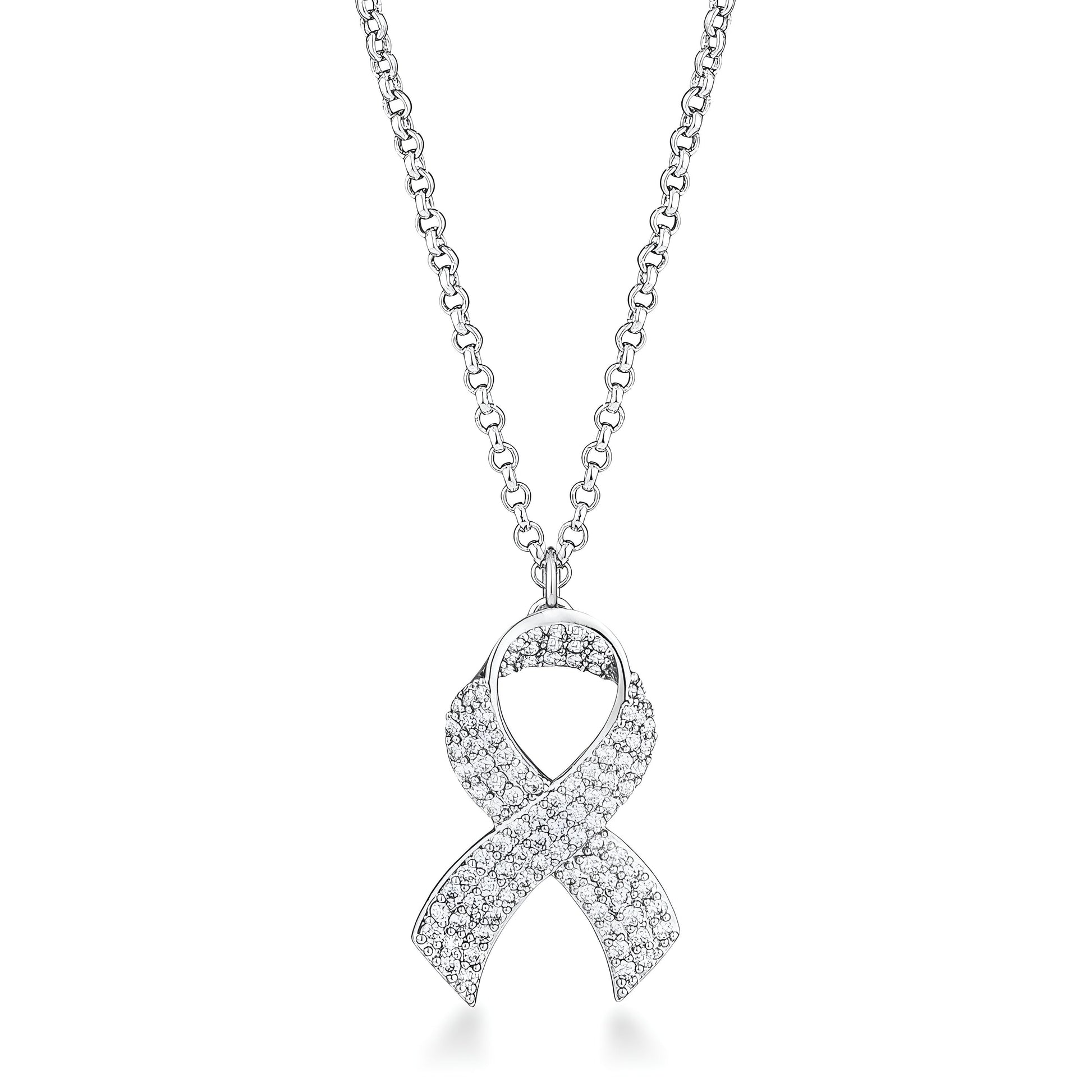 RHODIUM NECKLACE WITH RIBBON PENDANT - PIERGIORGIO CERRONI