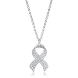 RHODIUM NECKLACE WITH RIBBON PENDANT - PIERGIORGIO CERRONI