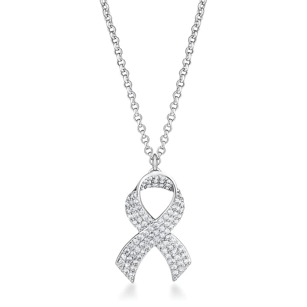 RHODIUM NECKLACE WITH RIBBON PENDANT - PIERGIORGIO CERRONI