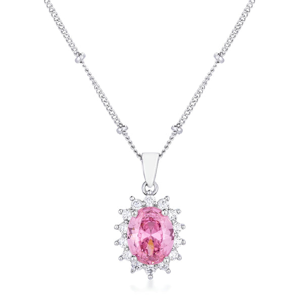 RHODIUM PINK PETITE ROYAL OVAL PENDANT - PIERGIORGIO CERRONI