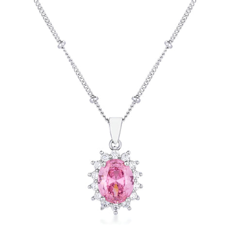 RHODIUM PINK PETITE ROYAL OVAL PENDANT