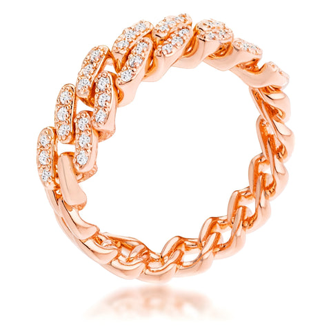 ROSE GOLD CLEAR CZ ROUND CUT FLEXIBLE CHAIN