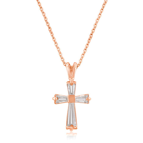 ROSE GOLD CROSS NECKLACE - PIERGIORGIO CERRONI