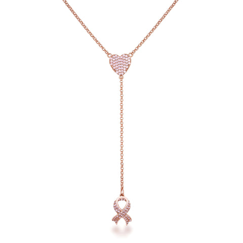 ROSE GOLD HEART AND BOW NECKLACE
