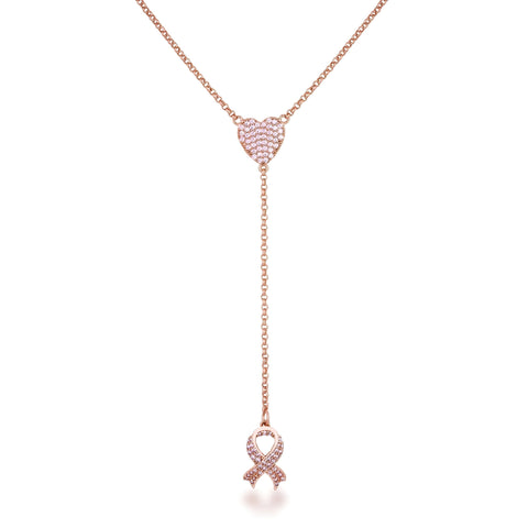 ROSE GOLD HEART AND BOW NECKLACE - PIERGIORGIO CERRONI