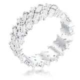 RHODIUM CLEAR CZ ALTERNATING BAGUETTE ROUND ETERNITY BAND - PIERGIORGIO CERRONI