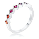 RHODIUM MULTI-COLOR SEPTEM PRINCESS CUT HALF ETERNITY BAND - PIERGIORGIO CERRONI