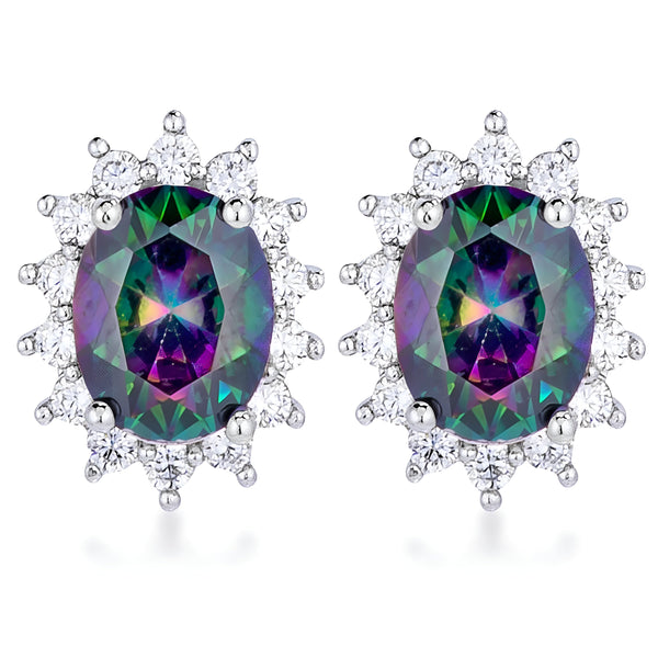 RHODIUM MYSTIC PETITE ROYAL OVAL EARRINGS - PIERGIORGIO CERRONI