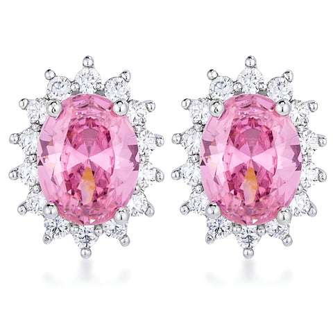 RHODIUM PINK PETITE ROYAL OVAL EARRINGS - PIERGIORGIO CERRONI