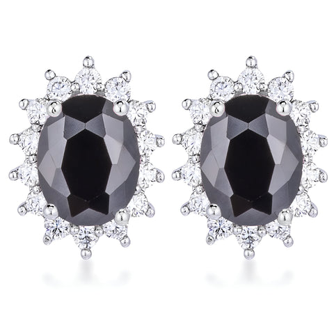 RHODIUM BLACK PETITE ROYAL OVAL EARRINGS - PIERGIORGIO CERRONI