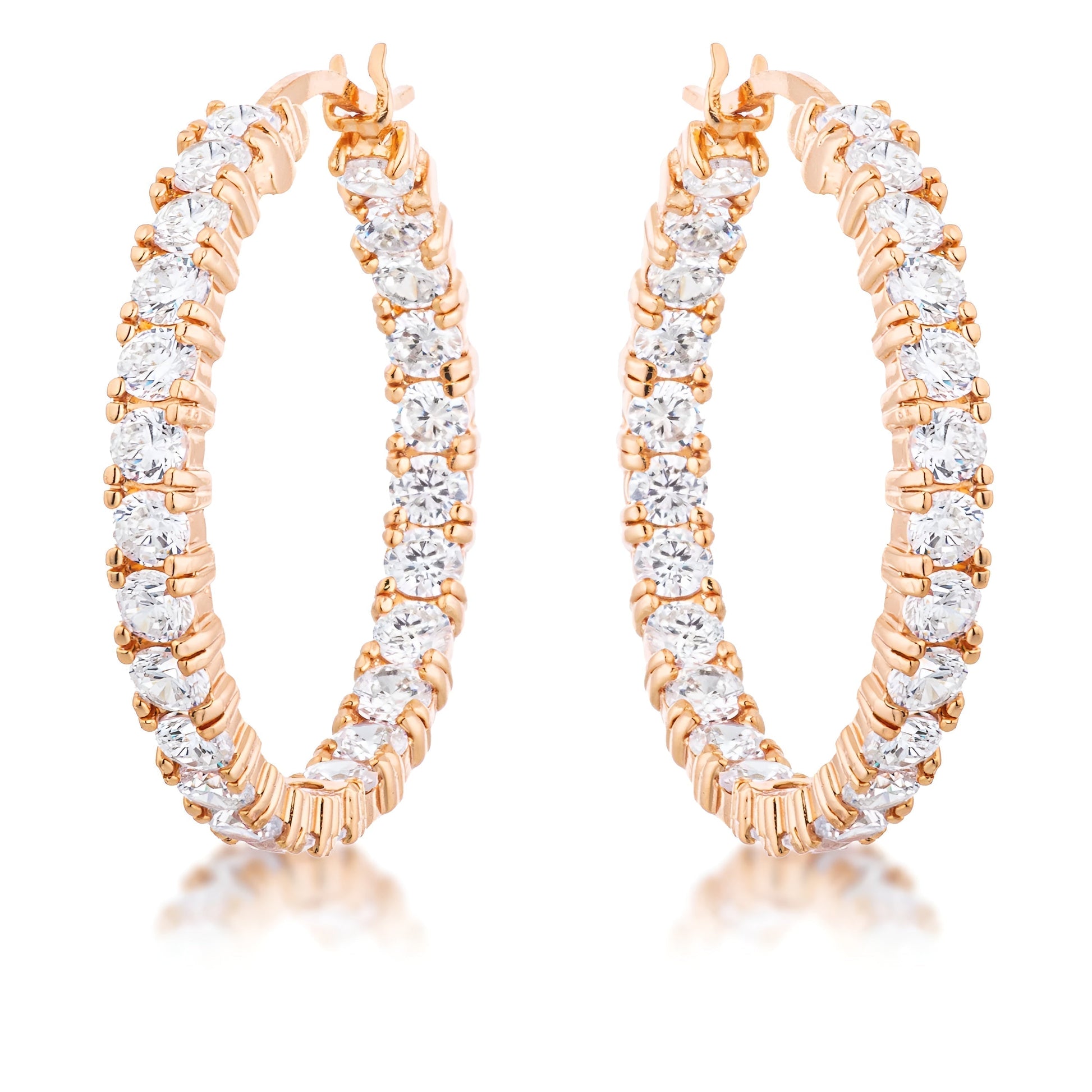 ROSE GOLD CZ HOOP EARRINGS - PIERGIORGIO CERRONI