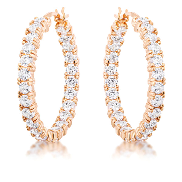 ROSE GOLD CZ HOOP EARRINGS - PIERGIORGIO CERRONI