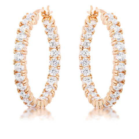 ROSE GOLD CZ HOOP EARRINGS - PIERGIORGIO CERRONI