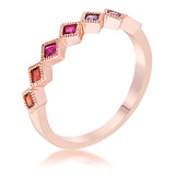 ROSE GOLD MULTI-COLOR SEPTEM PRINCESS CUT HALF ETERNITY BAND - PIERGIORGIO CERRONI