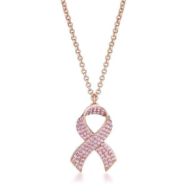 ROSE GOLD PINK CZ PAVE RIBBON NECKLACE - PIERGIORGIO CERRONI