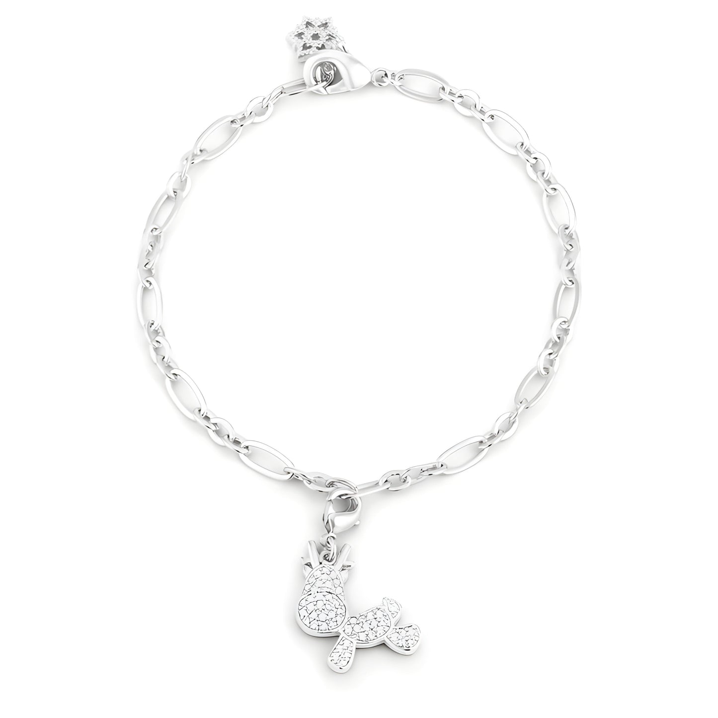 RUDY 0.25 CT CZ RHODIUM REINDEER CHARM BRACELET - PIERGIORGIO CERRONI