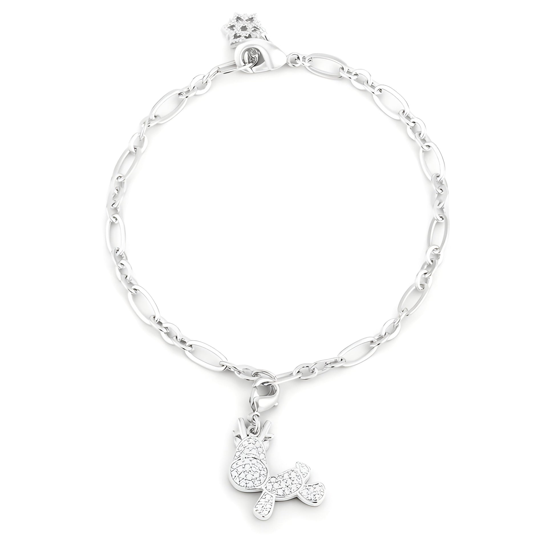 RUDY 0.25 CT CZ RHODIUM REINDEER CHARM BRACELET - PIERGIORGIO CERRONI