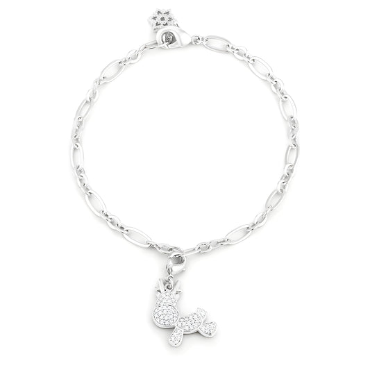 RUDY 0.25 CT CZ RHODIUM REINDEER CHARM BRACELET - PIERGIORGIO CERRONI