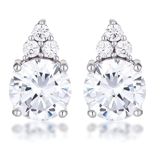 SIMPLE RHODIUM 9MM CLEAR CZ STUD EARRING - PIERGIORGIO CERRONI
