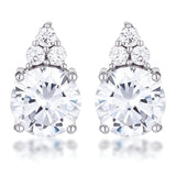 SIMPLE RHODIUM 9MM CLEAR CZ STUD EARRING - PIERGIORGIO CERRONI