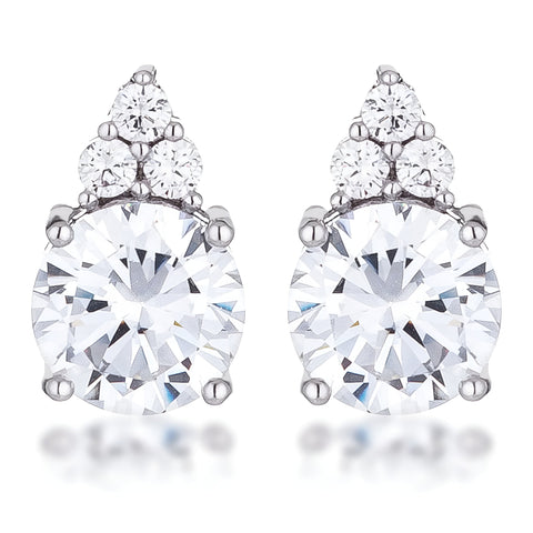 SIMPLE RHODIUM 9MM CLEAR CZ STUD EARRING - PIERGIORGIO CERRONI