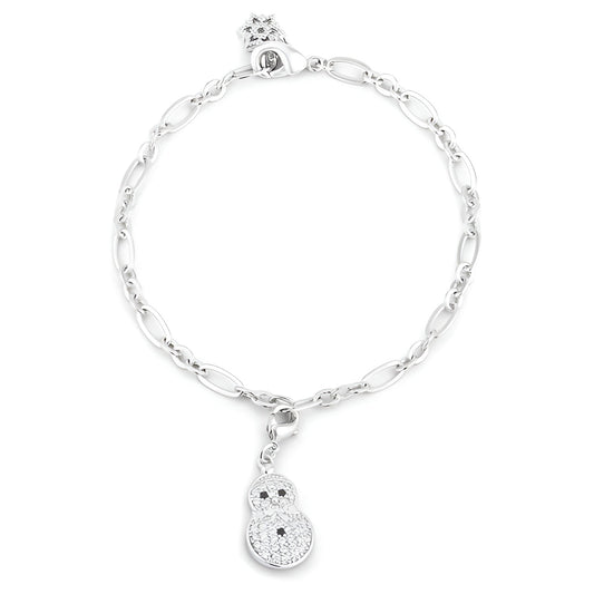 SNOWMAN 0.2 CT CZ RHODIUM HOLIDAY CHARM BRACELET - PIERGIORGIO CERRONI