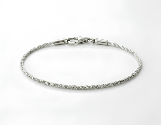 SOLID DIAMOND CUT ROPE BRACELET IN WHITE GOLD (1.60 MM)