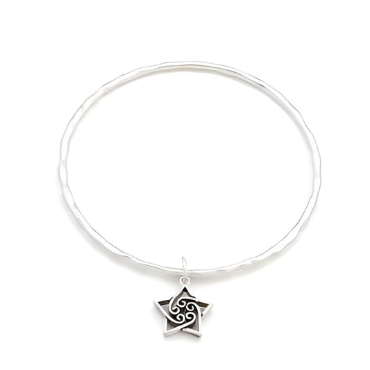 SOLITAIRE TWIRLING STAR CHARM BANGLE - PIERGIORGIO CERRONI