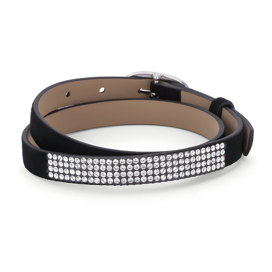 STYLISH BLACK COLORED WRAP BRACELET WITH CRYSTALS
