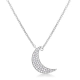 TO THE MOON AND BACK CZ NECKLACE IN RODHIUM - PIERGIORGIO CERRONI