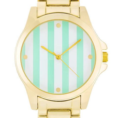 GOLD WATCH - MINT STRIPE DIAL