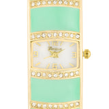 GOLD CUFF WATCH WITH CRYSTALS - MINT - PIERGIORGIO CERRONI