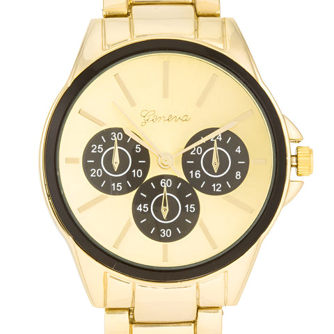 CHRONO GOLD METAL WATCH - BLACK - PIERGIORGIO CERRONI