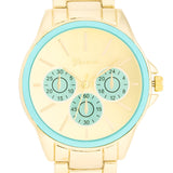 CHRONO GOLD METAL WATCH - LIGHT BLUE - PIERGIORGIO CERRONI