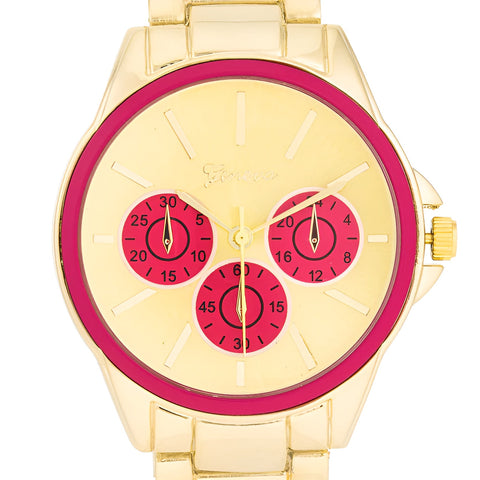 CHRONO GOLD METAL WATCH - RED - PIERGIORGIO CERRONI