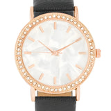 ROSE GOLD SHELL PEARL WATCH WITH CRYSTALS - PIERGIORGIO CERRONI