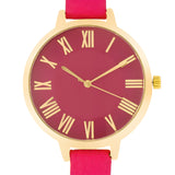 GOLD WATCH WITH PINK LEATHER STRAP - PIERGIORGIO CERRONI