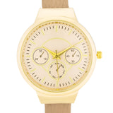 REYNA GOLD BEIGE LEATHER CUFF WATCH