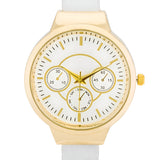 REYNA GOLD WHITE LEATHER CUFF WATCH