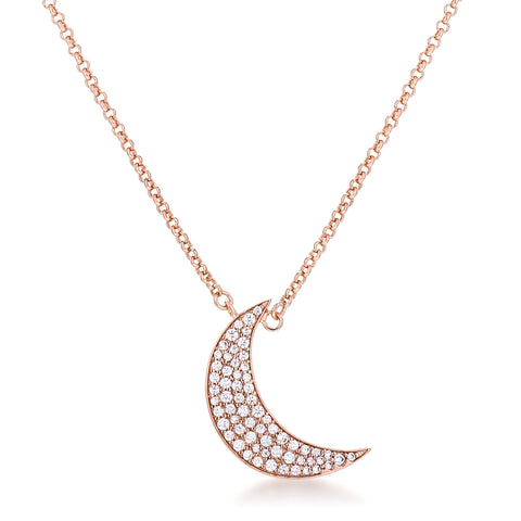 TO THE MOON AND BACK NECKLACE IN PINK GOLD