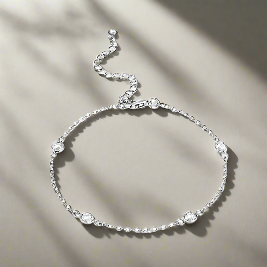 1 CT RHODIUM CLEAR CZ ROUND BEZEL SATURN BRACELET
