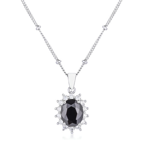 RHODIUM BLACK PETITE ROYAL OVAL PENDANT - PIERGIORGIO CERRONI