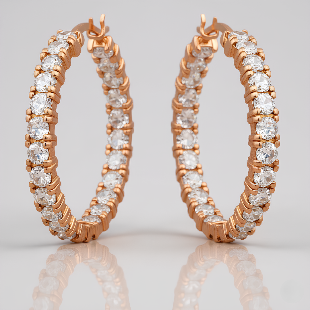 ROSE GOLD CZ HOOP EARRINGS