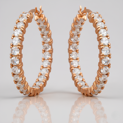 ROSE GOLD CZ HOOP EARRINGS