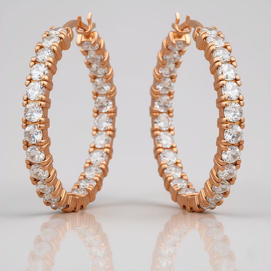 ROSE GOLD CZ HOOP EARRINGS