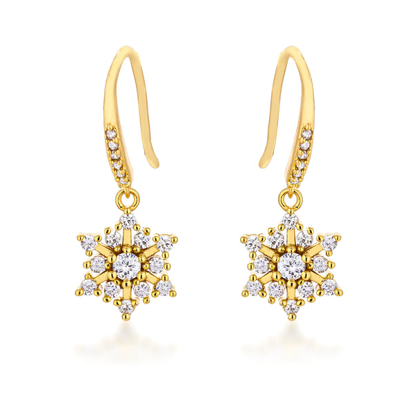 DAINTY GOLD SNOWFLAKE DROP EARRINGS