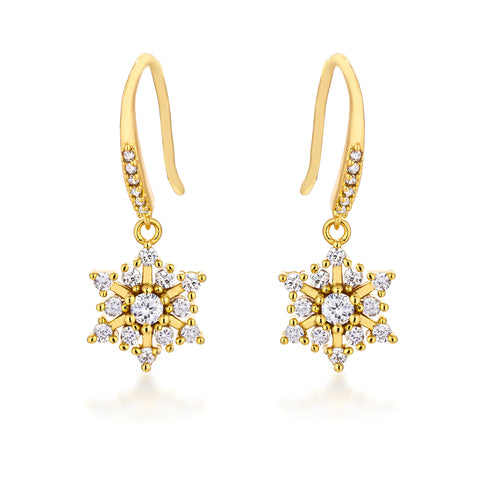 DAINTY GOLD SNOWFLAKE DROP EARRINGS